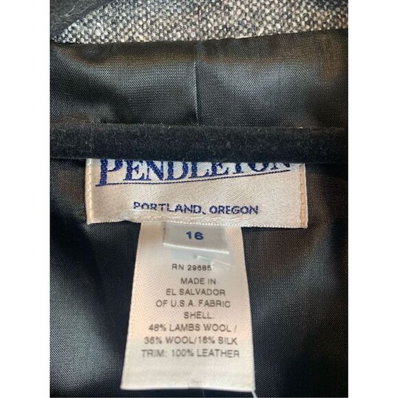 NWT Pendleton Gray Tweed Wool Silk Leather Blazer Jacket Plus Size 16 - Picture 7 of 12